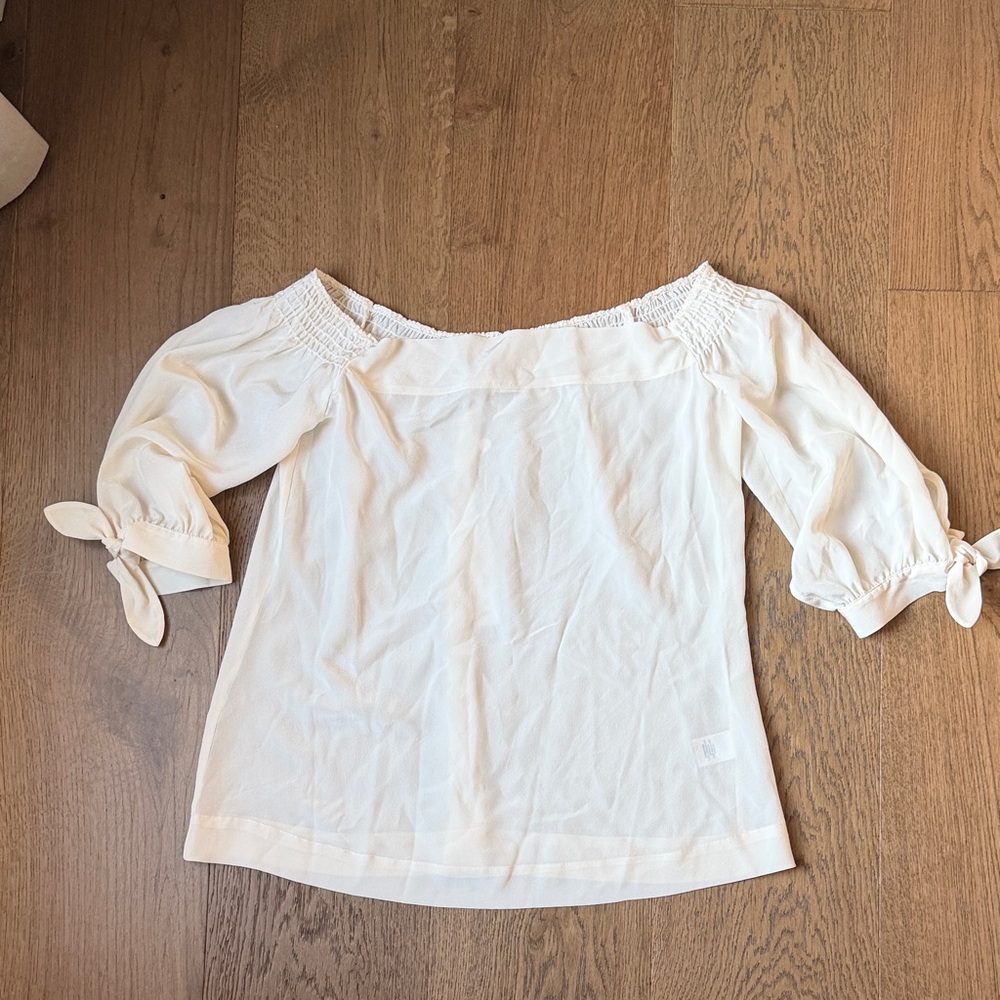 Trina Turk Cream Off-Shoulder Blouse